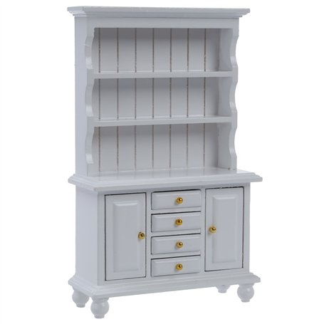 Tlilyy Bibliotheque Cabinet Multifonctionnel en Bois Mobilier Miniature pour 1/12 de Poupee - Blanc