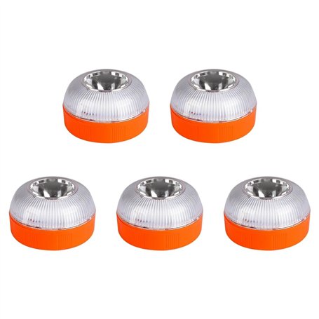 Rfeeuubft 5Pcs V16 Feux de Signalisation LED d'urgence Blancs et Jaunes avec Une Base Magnétique