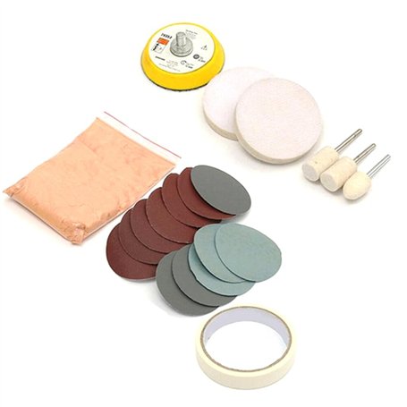 Yominerr Kit de Polissage en Verre Verre Verre Strot de Polissage Padhage Laine de Polissage Felt Roule Rayon Péle de Polissage