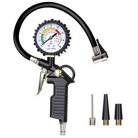 Geofray Gonfleur de Pneu de ManomèTre de Pneu de Voiture 220 PSI avec Compresseur d'air de ManomèTre pour Voitures Motos VéLos