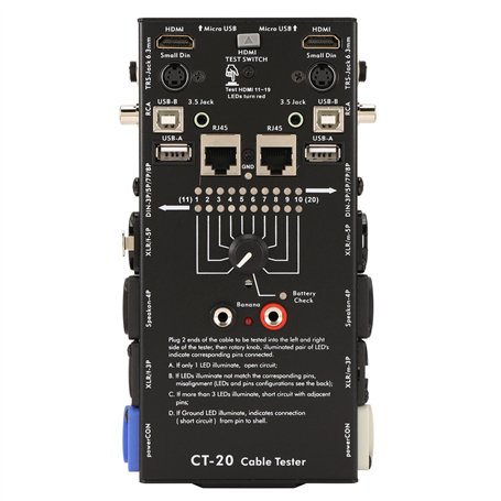 Iyalezirk Testeur de Ligne Multifonction CT-20 Testeur de Ligne de Signal Audio XLR Compatible CT-20