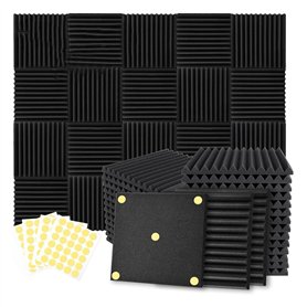 Heilanole Lot de 12 Panneaux Acoustiques en Mousse 1 X 12 X 12 Pouces Panneaux Antibruit Insonorisants pour Studio D'Enregistrem