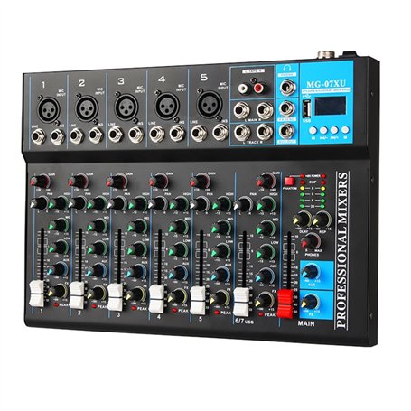 Sirxlevcy Mélangeur Audio Professionnel 7 Canaux avec Lecteur MP3 USB