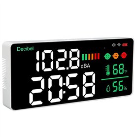 Nettoppo 4-En-1 Decibel Meter LED Decibel Meter Son Decibel Meter WiFi Wall Mounted Sound Level Meter Digital Clock Temperature