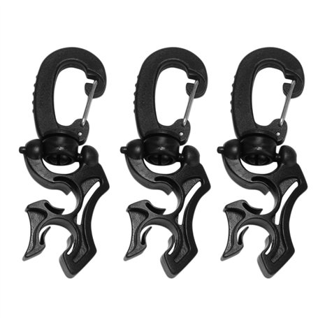 Briaatt 3 PièCes SéRies Clip de Support de Tuyau de PlongéE Pince de Tuyau Double BCD de PlongéE sous-Marine avec Boucle à Mousq