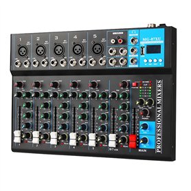 Juqoyue Mélangeur Audio Professionnel 7 Canaux avec Lecteur MP3 USB