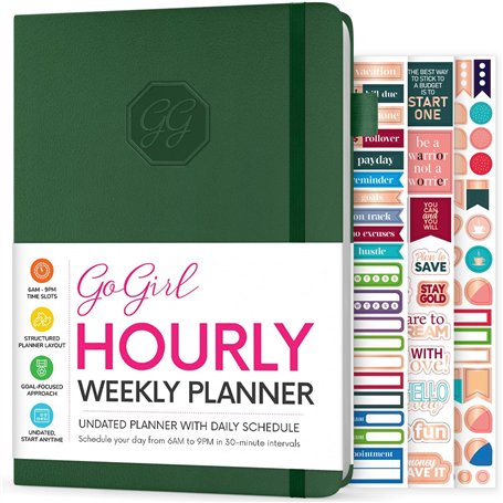 GoGirl Planificateur hebdomadaire – Planificateur horaire pour le travail et la vie avec fentes horaires – Agenda vertical pour