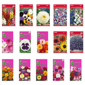 Nojus - Lot de graines de fleurs - Graines de fleurs 15 variétés - Graines de fleurs annuelles et bisannuelles - 15 paquets - Gr