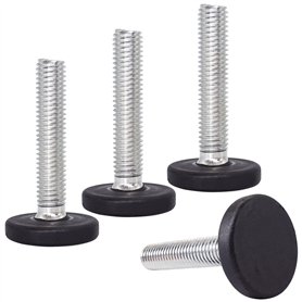 SKIR'CO Lot de 4 pieds de nivellement pour meubles M10 x 50 mm - Pieds ronds en métal réglables - Tige filetée M10 - Pied de niv