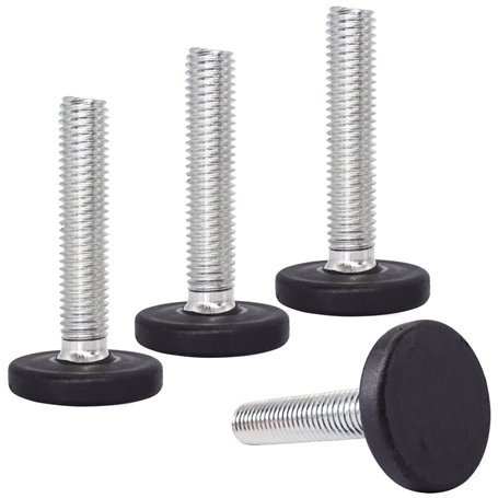 SKIR'CO Lot de 4 pieds de nivellement pour meubles M10 x 50 mm - Pieds ronds en métal réglables - Tige filetée M10 - Pied de niv