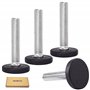 SKIR'CO Lot de 4 pieds de nivellement pour meubles M10 x 50 mm - Pieds ronds en métal réglables - Tige filetée M10 - Pied de niv
