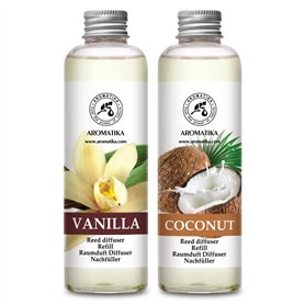 Recharge pour Diffuseur de Vanille 200ml - Parfum de la Noix de Coco 200ml - Diffuseur Parfum Maison - Parfum Frais et de Longue