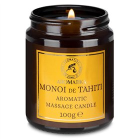Bougie de Massage Monoï de Tahiti 100g - Bougie de Cire de Soja - Mélange d'Huiles de Noix de Coco & de Monoï de Tahiti - Oléoré