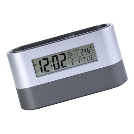 Lorrgasw Horloge de table silencieuse - Porte-stylo numérique électronique - Porte-carte de nom pour outils - Calendrier avec af