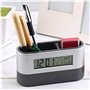 Lorrgasw Horloge de table silencieuse - Porte-stylo numérique électronique - Porte-carte de nom pour outils - Calendrier avec af