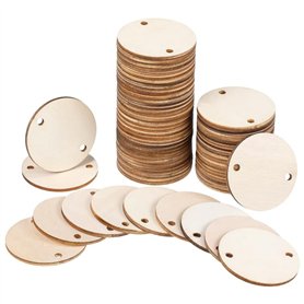 Richeyty Lot de 200 étiquettes circulaires en bois pour anniversaire avec 2 trous pour tableau blanc pour anniversaire
