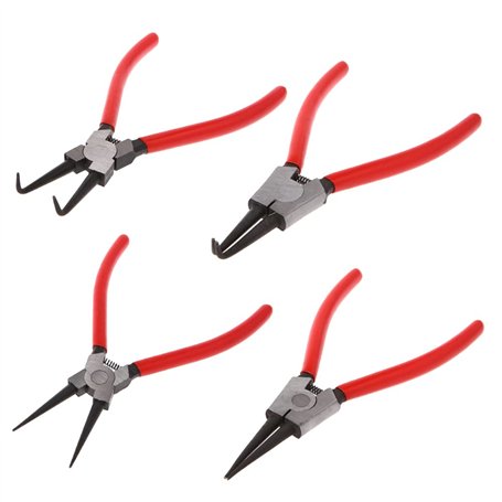 Aliaga Lot de 4 pinces pour anneaux élastiques de 180 mm pour circlips et pinces incurvées externes de 7 pouces