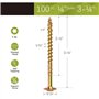 Vervmczn Vis à Bois 1/4 X 3-1/4 Po Vis à Retard Structurel Torx T30 Drive Vis à Retard Structurel en Zinc - TêTe de Rondelle en 