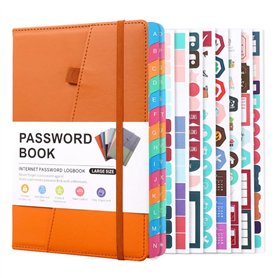 Hanabitx Livre de Gestion De Mot de passe avec Cartes Alphabétiques pour Personnes âgées