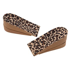Sarpoer 4 x Semelle Talonnette Grandissante en PVC Leopard pour Femme Homme + 4.5cm
