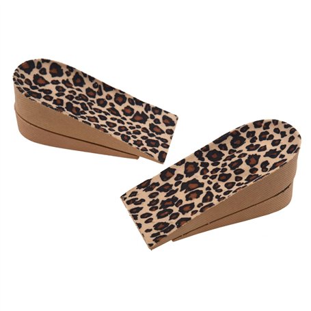 Sarpoer 4 x Semelle Talonnette Grandissante en PVC Leopard pour Femme Homme + 4.5cm
