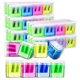Lorrgasw Lot de 60 taille-crayons manuels à double trou pour enfants 4 couleurs