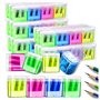 Lorrgasw Lot de 60 taille-crayons manuels à double trou pour enfants 4 couleurs