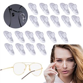 Lot de 10 paires de plaquettes de nez - Système de clic en silicone - Antidérapants - Transparent - Pour lunettes de soleil - Pr