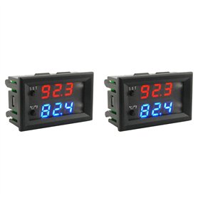 Xptieeck 2X W2809 12V AC110-220V Ligne de Sonde Contrôle de TempéRature NuméRique Thermostat D'Affichage à LED avec Instrument d