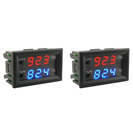 Xptieeck 2X W2809 12V AC110-220V Ligne de Sonde Contrôle de TempéRature NuméRique Thermostat D'Affichage à LED avec Instrument d
