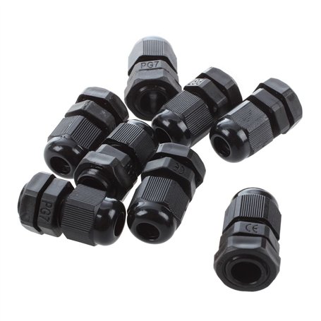 Lot de 8 connecteurs de presse-étoupes PG7 étanches en plastique noir 3–6