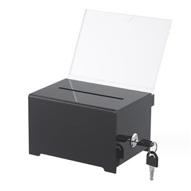 Flcivsh 1 Boîte de Don avec Serrure Urne avec Porte-Affiche Boîte à Suggestions Noire pour Collecte de Fonds