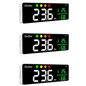 Echwave 3X DM1306D Numérique Décibel Sonomètre Détecteur de Bruit Mural Intelligent 30-130DB Moniteur de Température et D'Humidi