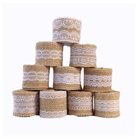 10 rouleaux rouleau de ruban de toile de jute de dentelle Blanche naturel