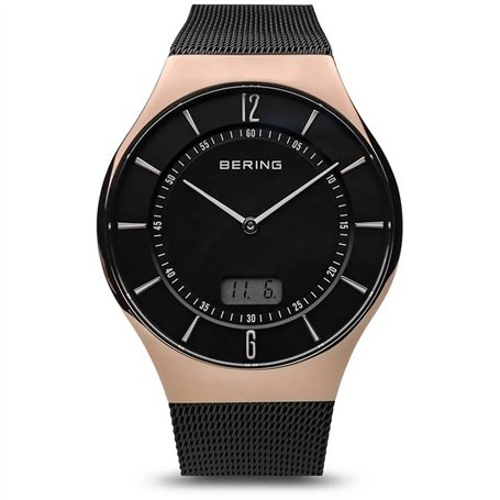 BERING Montre homme mouvement radio - collection radiocommandée avec acier inoxydable et verre saphir 51640-166