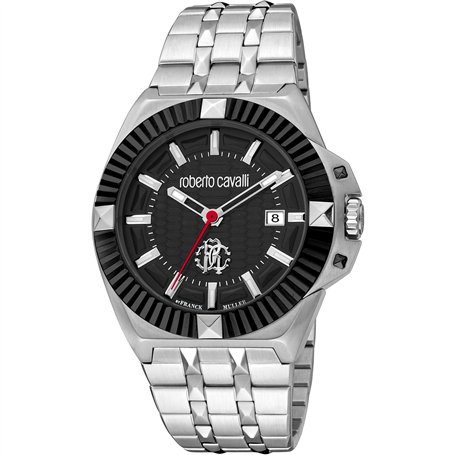 Roberto Cavalli by Franck Muller Homme Analogique Quartz Montre avec Bracelet en Acier Inoxydable RV1G181M0081