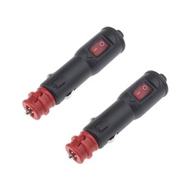 2X Voiture 12-24V Allume-Cigare Connecteur de Prise Mâle Fusible 8Amp avec Interrupteur Lumineux Marche/Arrêt Rouge pour Camions