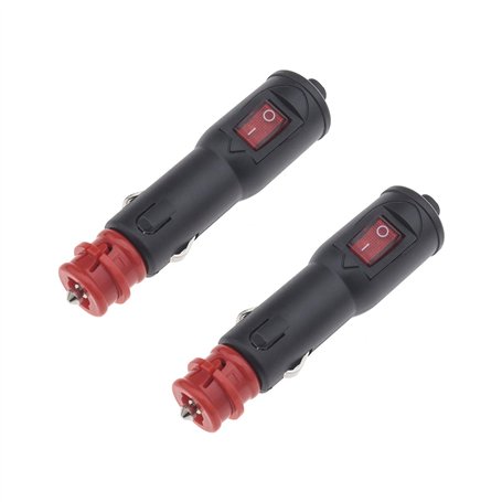 2X Voiture 12-24V Allume-Cigare Connecteur de Prise Mâle Fusible 8Amp avec Interrupteur Lumineux Marche/Arrêt Rouge pour Camions