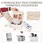 Hivexagon Trousse de Voyage pour Maquillage et Bijoux, Grande capacité, Portable, en Cuir PU, avec séparateurs Amovibles