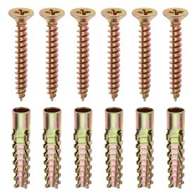 OTOTEC 50pcs Ancrage Mural en Acier avec Vis 6x32mm Fixations pour Cloisons Sèches Ancrage 5x40mm Vis pour Mur en Béton Mur Creu