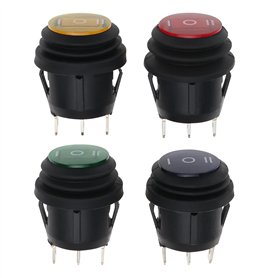 EMSea Lot de 4 Interrupteurs à Bascule 3 Positions on Off on Noir Interrupteur à Bascule Rond à Encliqueter 3 Broches 12 V-250 V