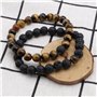 YINETTECH Lot de 2 Bracelets élastiques en Pierre de Lave Naturelle volcanique avec Perles de 8 mm pour Homme et Femme pour Anni