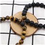 YINETTECH Lot de 2 Bracelets élastiques en Pierre de Lave Naturelle volcanique avec Perles de 8 mm pour Homme et Femme pour Anni