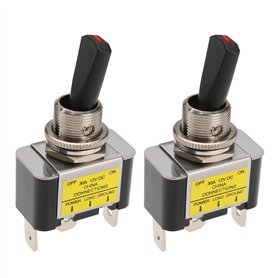VGOL 2 Pièces 12V 30A 3 Broches Interrupteur à Bascule avec Pointe LED Rouge Lumière de Tableau de Bord de Voiture pour Automobi