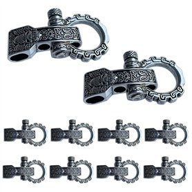 Jevina Lot de 10 boucles en paracorde - Bouchons à vis - Manille réglable - Pour bracelet en paracorde