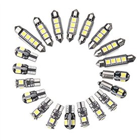 FITTG 20Pcs Voiture Ampoules LED Kit IntéRieur DôMe Coffre Plaque de Porte LumièRe Super Canbus Erreur IntéRieure Lampe IntéRieu