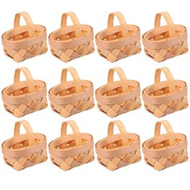 Wanjorlay 12 PièCes SéRies Copeaux de Bois Mini Paniers Paniers TisséS Manuels Ornements BoîTe de Rangement de Bonbons