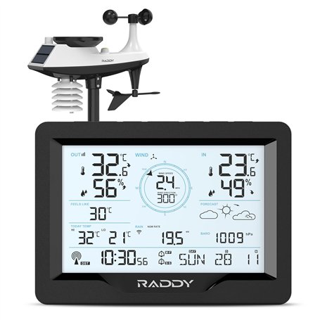 Raddy MN6 Lite Station météo 5 en 1 avec capteur extérieur