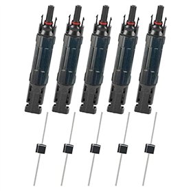 Sudemota 5 PCS PV Panneau Solaire Connecteur Mâle/ 15A Diode Intégrée Fusible Connecteurs de Solaire Étanche Anti-Refoulement Fa