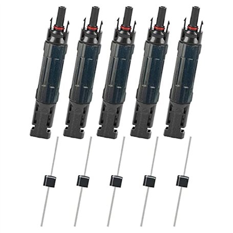 Sudemota 5 PCS PV Panneau Solaire Connecteur Mâle/ 15A Diode Intégrée Fusible Connecteurs de Solaire Étanche Anti-Refoulement Fa